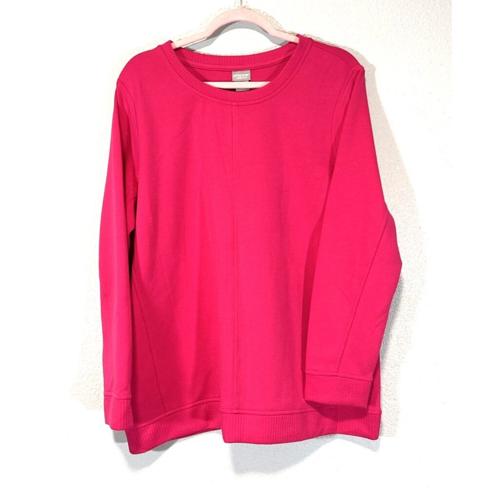 Chico’s Women’s Size 2 L Hot Pink Lightweight Knit Pullover Sweater Athleisure
